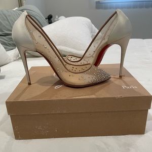 Christian Louboutin Follies Mesh Strass Pumps 100
